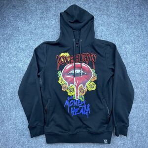 Civilized Hoodie Mens Medium Love Hurts But Money Heals Lips‎ Streetwear Punk